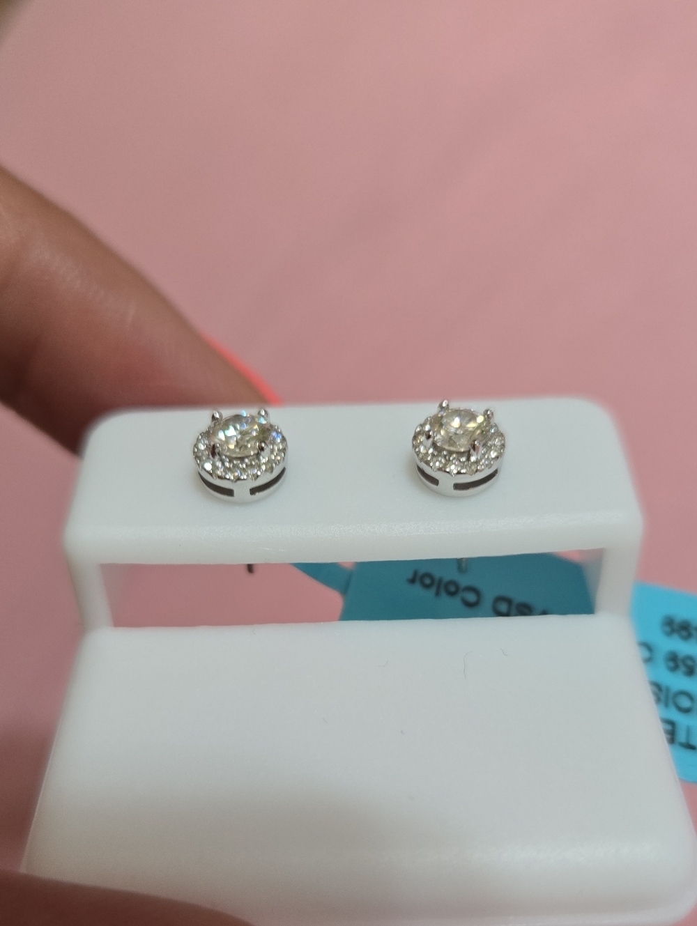 Sparkling Clear Halo Stud Earrings in Silver-Tone